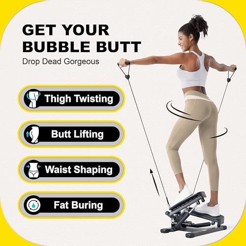 Stepper Machine with Resistance Bands, 300LBS Weight Capacity, Adjustable Step Height U927621