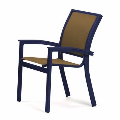 Stacking Patio Dining Armchair Textured Graphite Pecan W17770