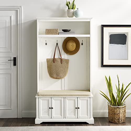 Distressed White Hall Tree U32703