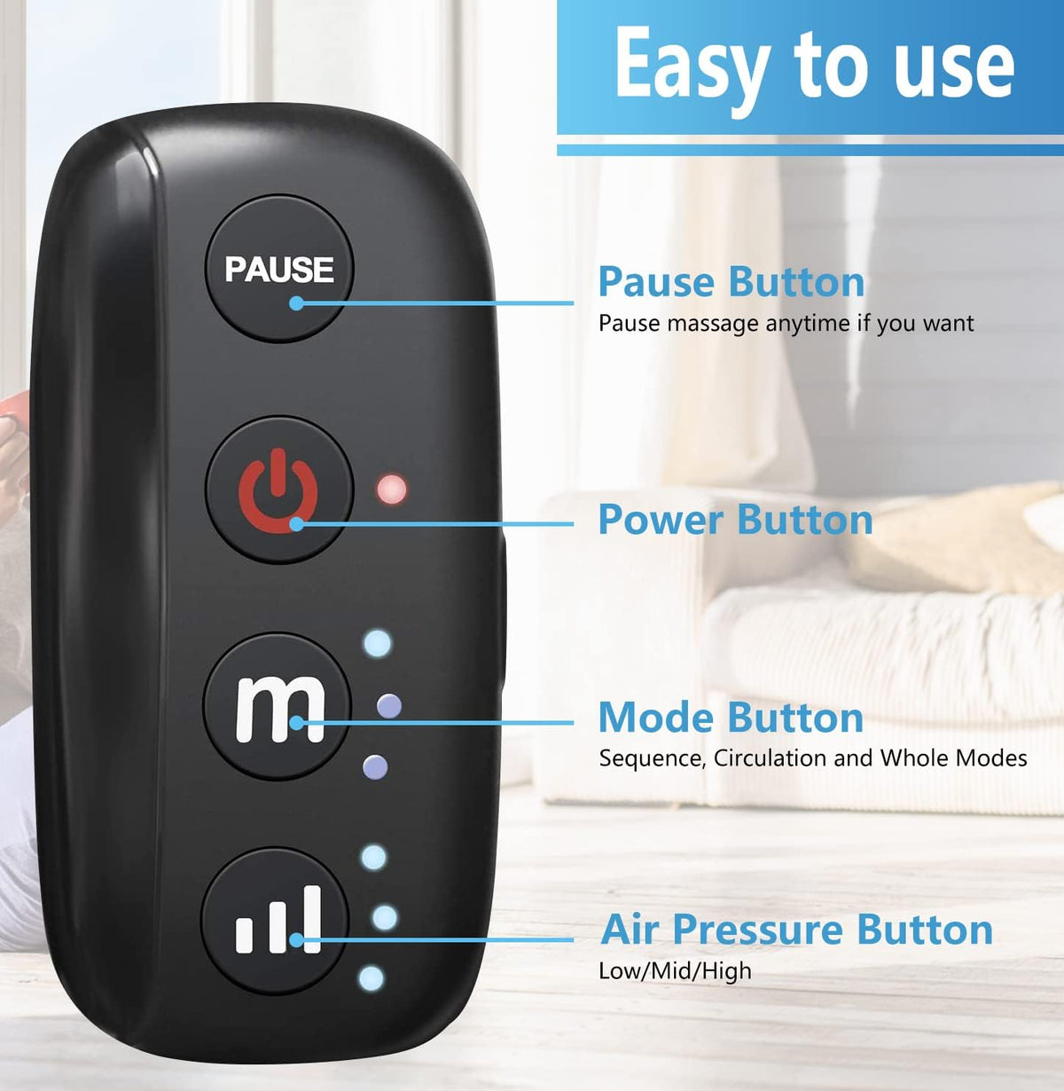 Rechargeable Leg Massager with Air Compression (1 Pair) B963