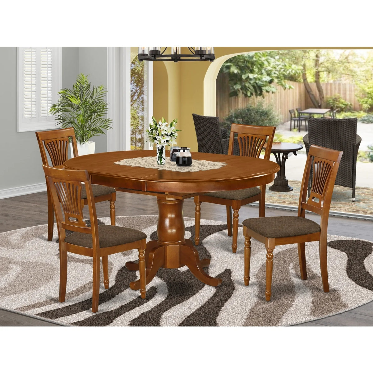 Dining Table Set with 18" Leaf and Chairs N4234