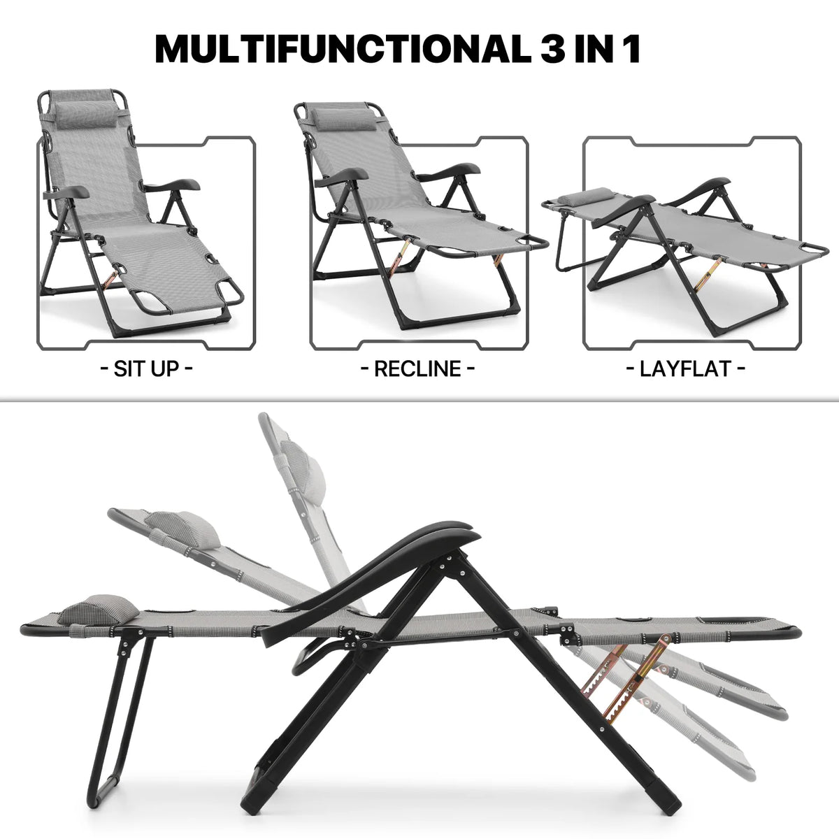 Grey Adjustable Zero Gravity Lounge Chair A40735