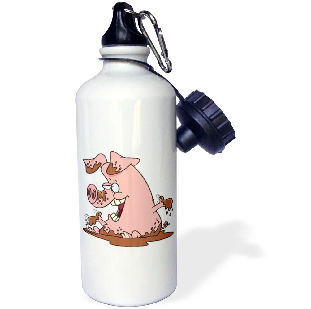 Pink Pig in Mud Sports Water Bottle, 21oz V961