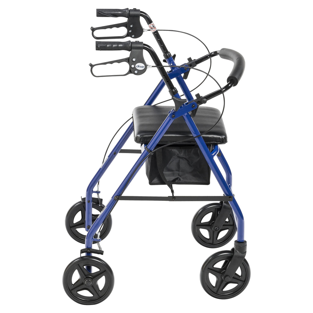 Blue Aluminum Rollator Rolling Walker with Padded Seat J534