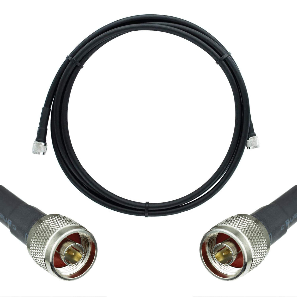 50-ohm N-Male to N-Male Black Coax Cable 60ft Q644