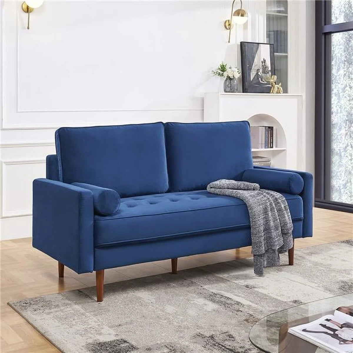 69" Tufted Velvet Sofa with Bolster Pillows R131951