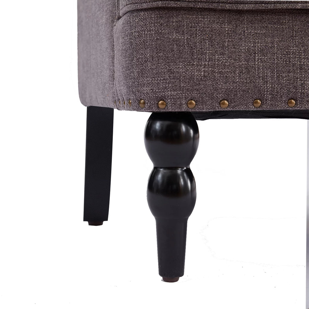 Grey Linen Upholstered Accent Chair with Lumbar Pillow C445073