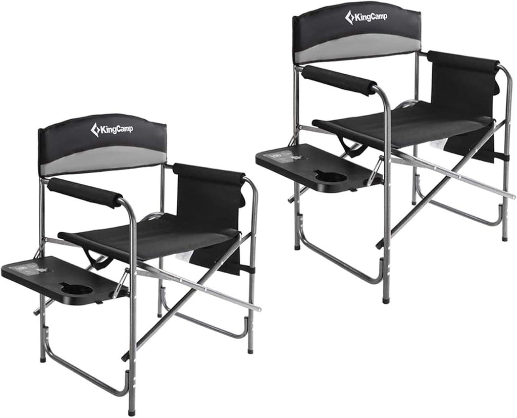 Heavy Duty Folding Camping Directors Chair with Side Table Storage Pockets B1446