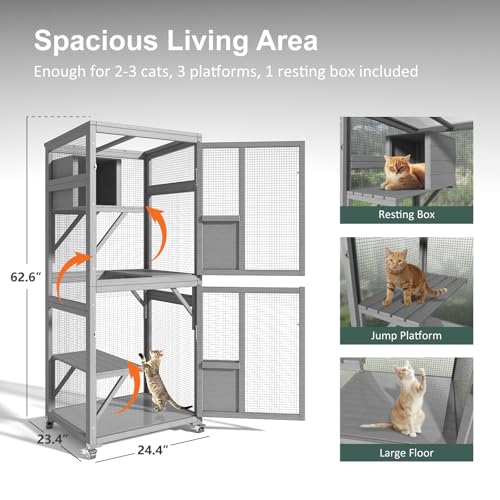 Large Cat Enclosure with Waterproof Cover and Sunshine Panel Roof, 72 inch C927150
