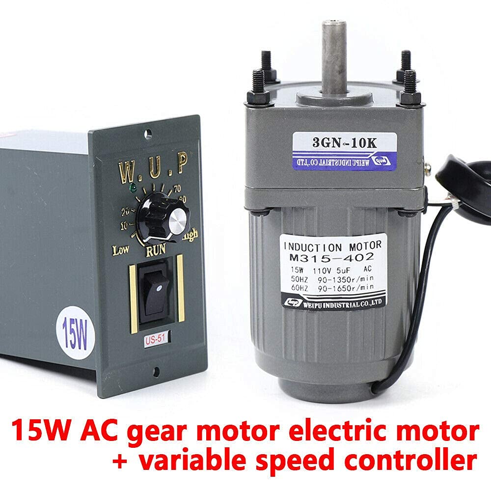 Electric Motor Variable Speed Controller 1:10 125RPM 110V 15W Single-Phase W172