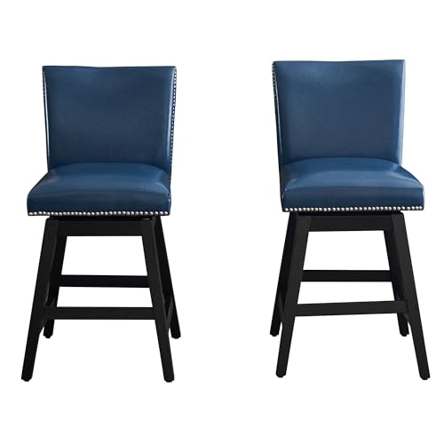 White Upholstered Swivel Bar Stools Set of 2 A557920