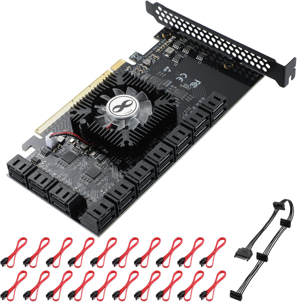 18 Port 6Gbps SATA 3.0 PCIE Card with SATA Cables T941858