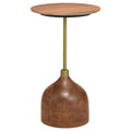 Contemporary Round Marble Top Side Table in Peach and Brown Y5174