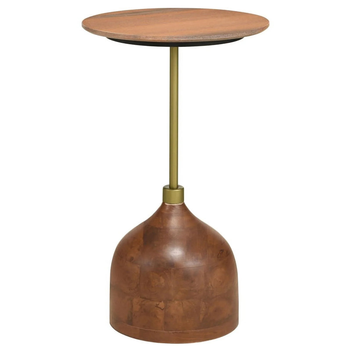 Contemporary Round Marble Top Side Table in Peach and Brown Y5174