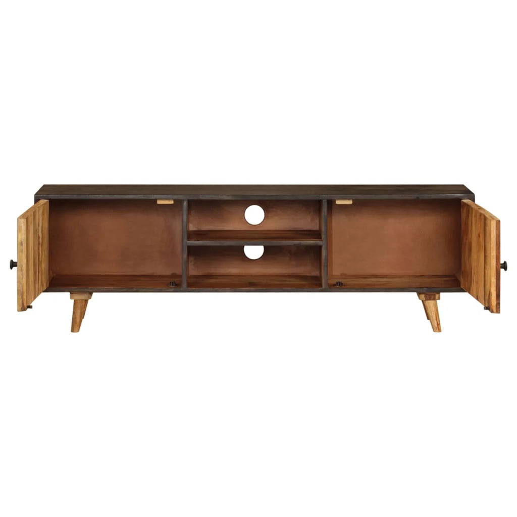Mango Wood TV Cabinet with 2 Doors and Storage Shelves B7907
