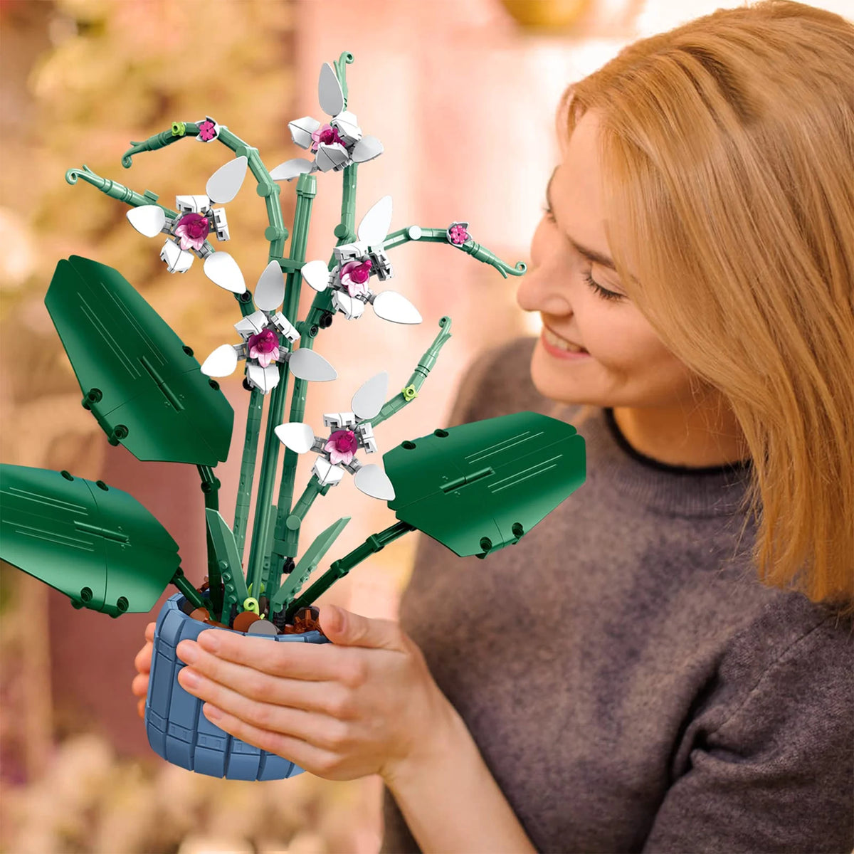 White Butterfly Orchid Building Block Set V664058