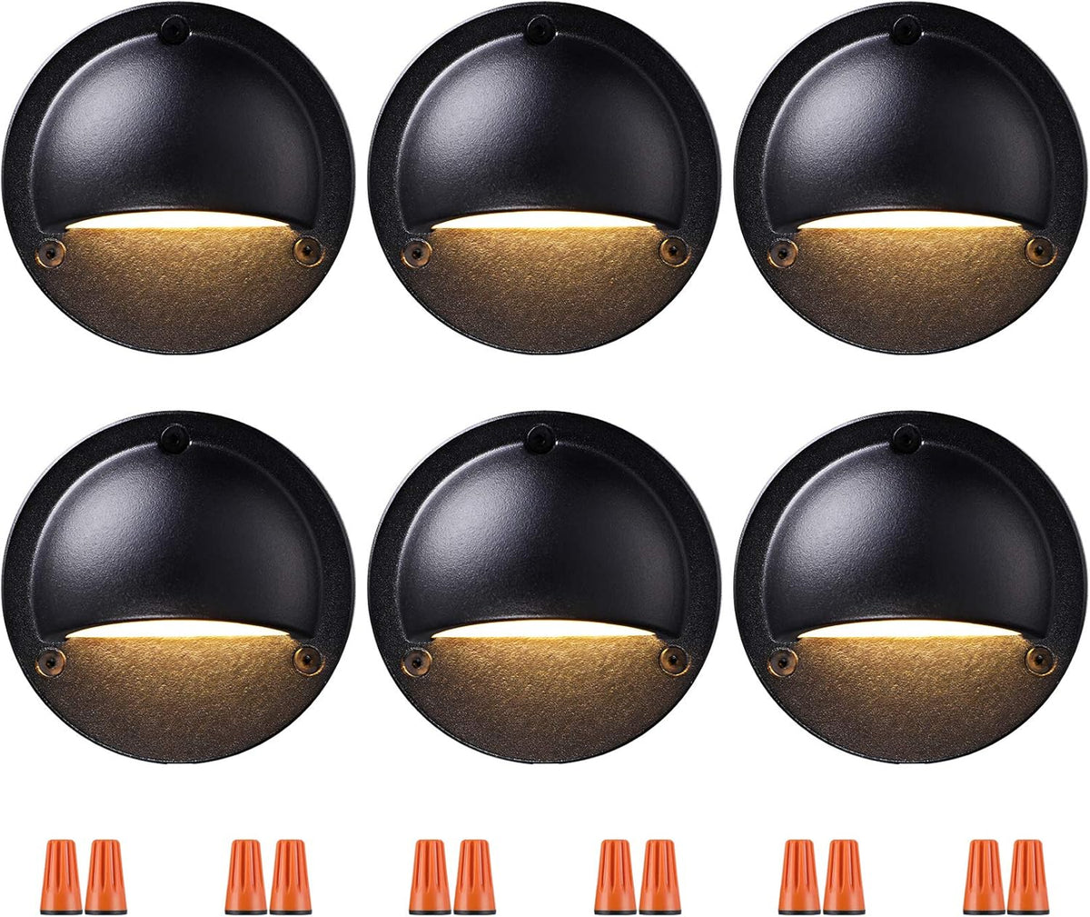 6 Pack Low Voltage LED Deck Light, Die-cast Aluminum, 3000K Warm White W208