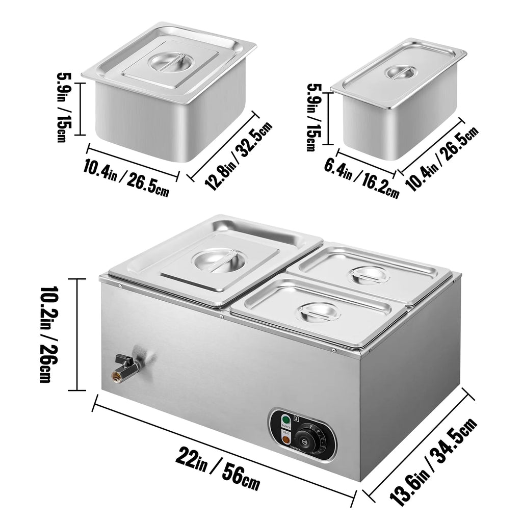 3-Pan Stainless Steel Commercial Food Warmer U205119