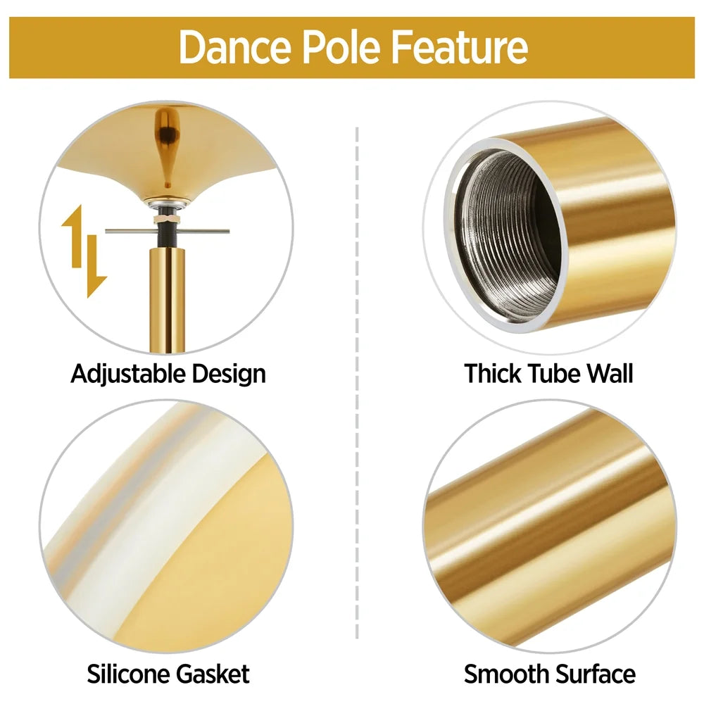 Gold Spinning Dance Pole with Adjustable Height B56382