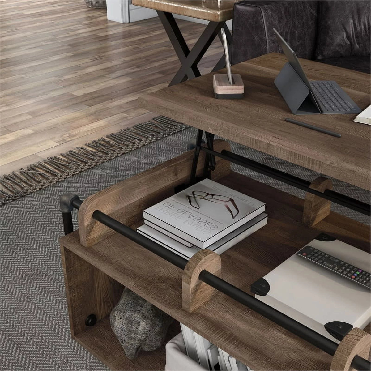 Modern Wood Lift-Top Coffee Table in Reclaimed Oak Z64817