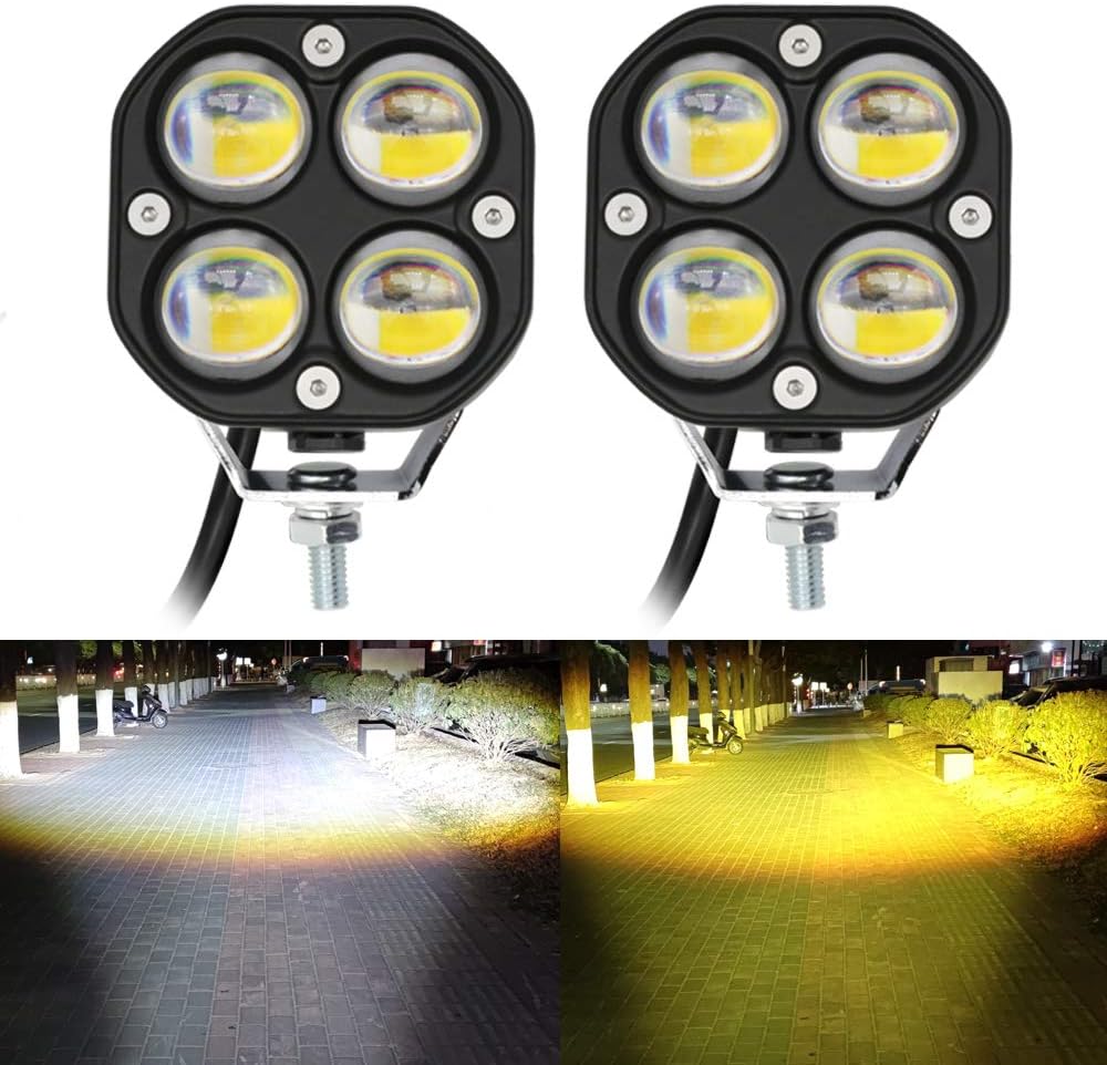 Amber/Yellow White Dual Color 2Pcs 40W 3Inch LED Pod Lights M4723