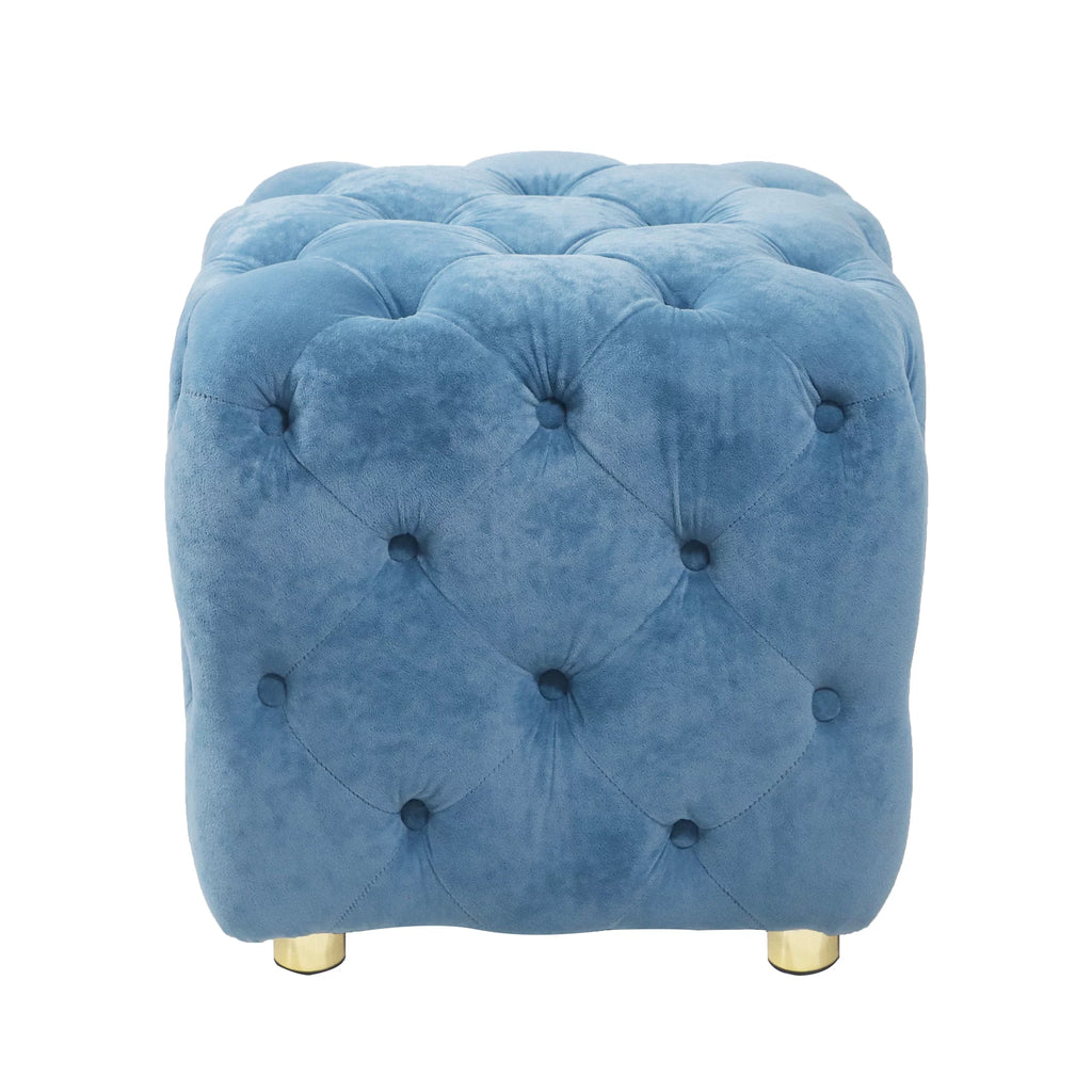 Velvet Tufted Square Ottoman X25574