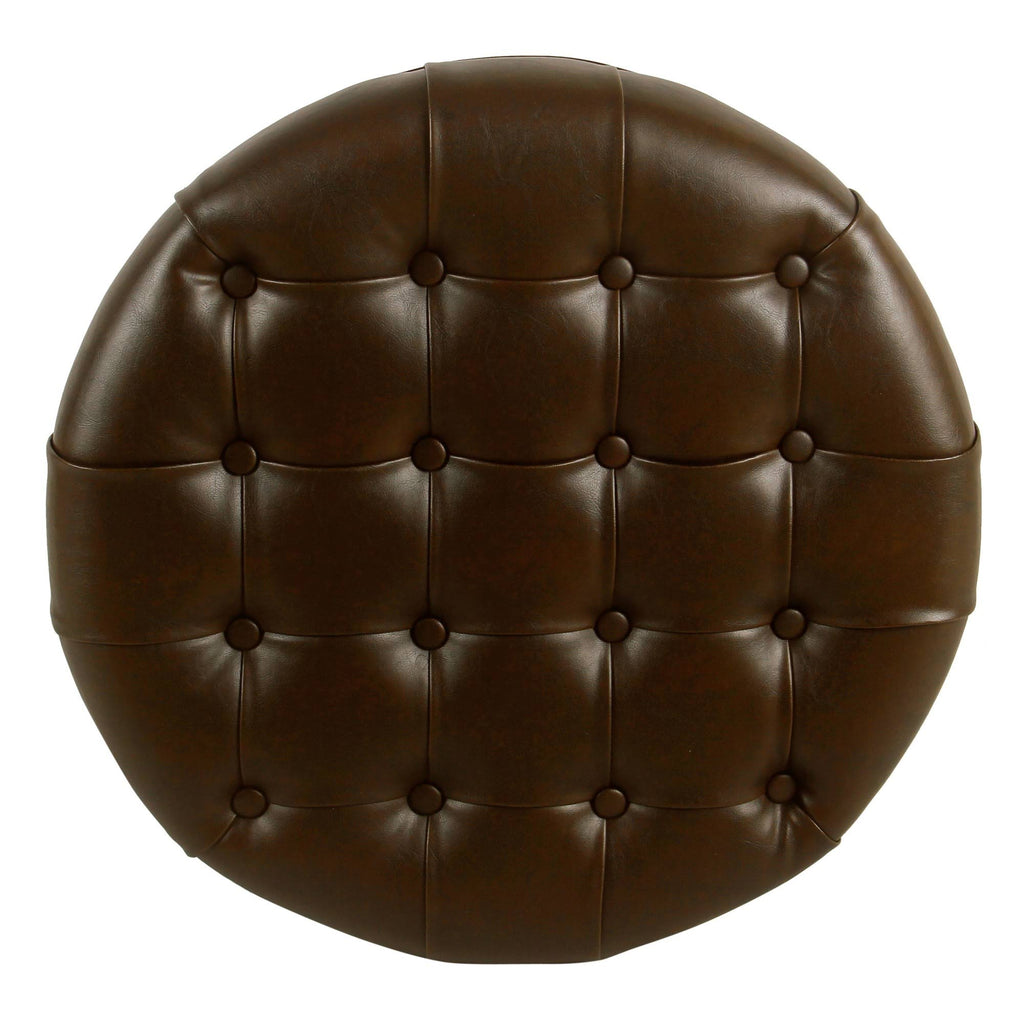 Brown Tufted Round Storage Ottoman D73040