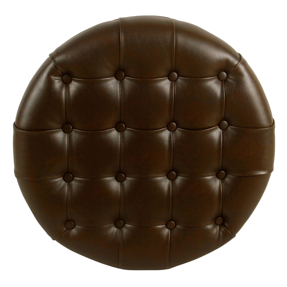 Brown Tufted Round Storage Ottoman D73040