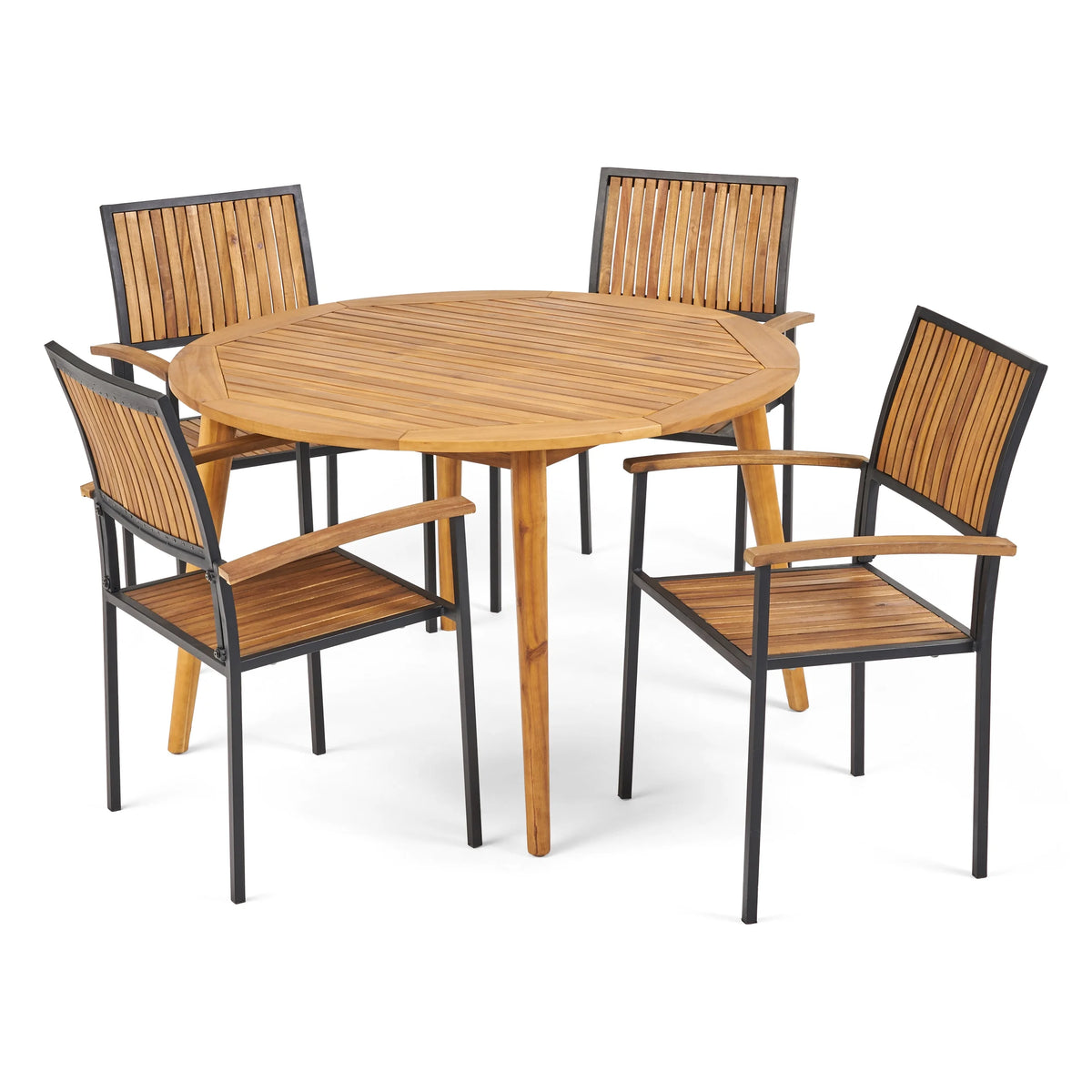 4 Seater Acacia Wood Circular Dining Set S1120