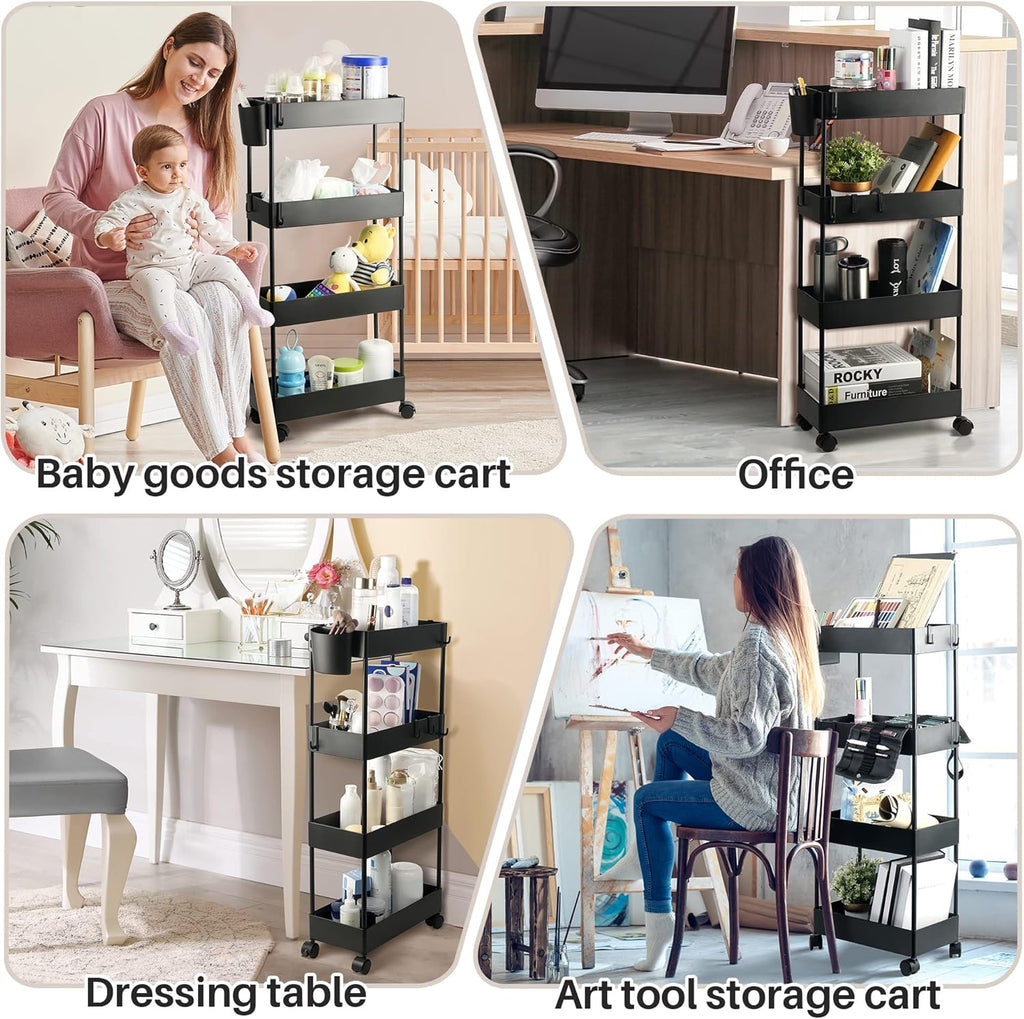 4 Tier Slim Rolling Storage Cart with Wheels D280882