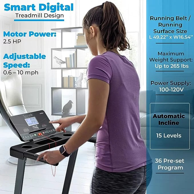 Folding Electric Treadmill with 15 Incline Level C248819