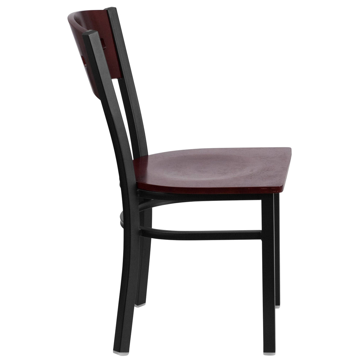 2 Pk Decorative Metal Restaurant Chair Mahogany Wood Back Black N7857