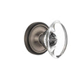 Antique Pewter Oval Crystal Glass Door Knob A9792