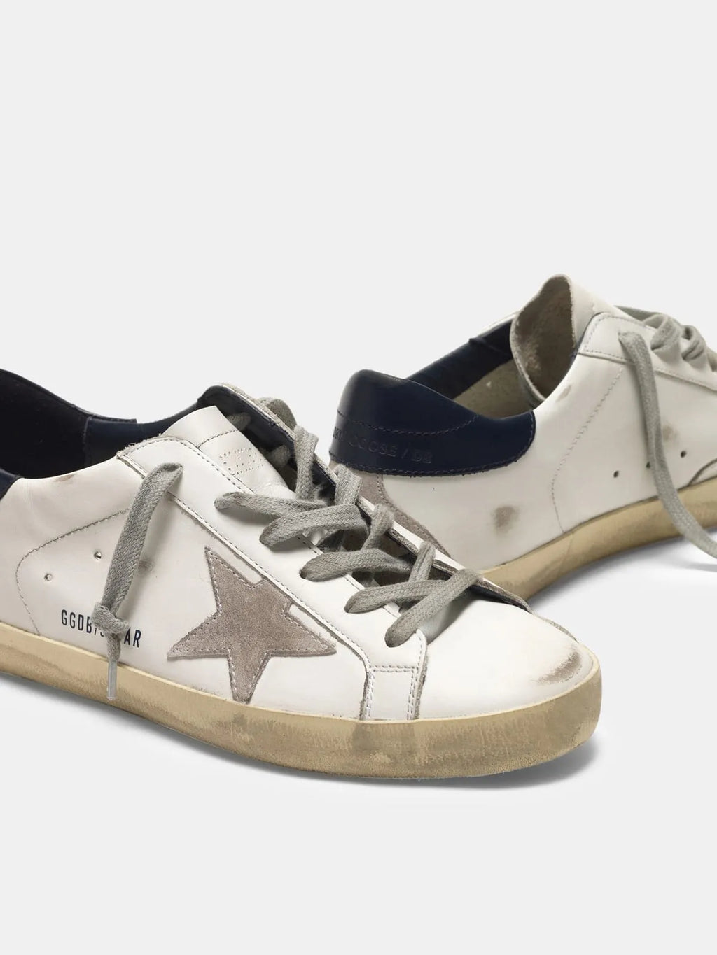 Suede Sneakers with Blue Heel Tab F544301