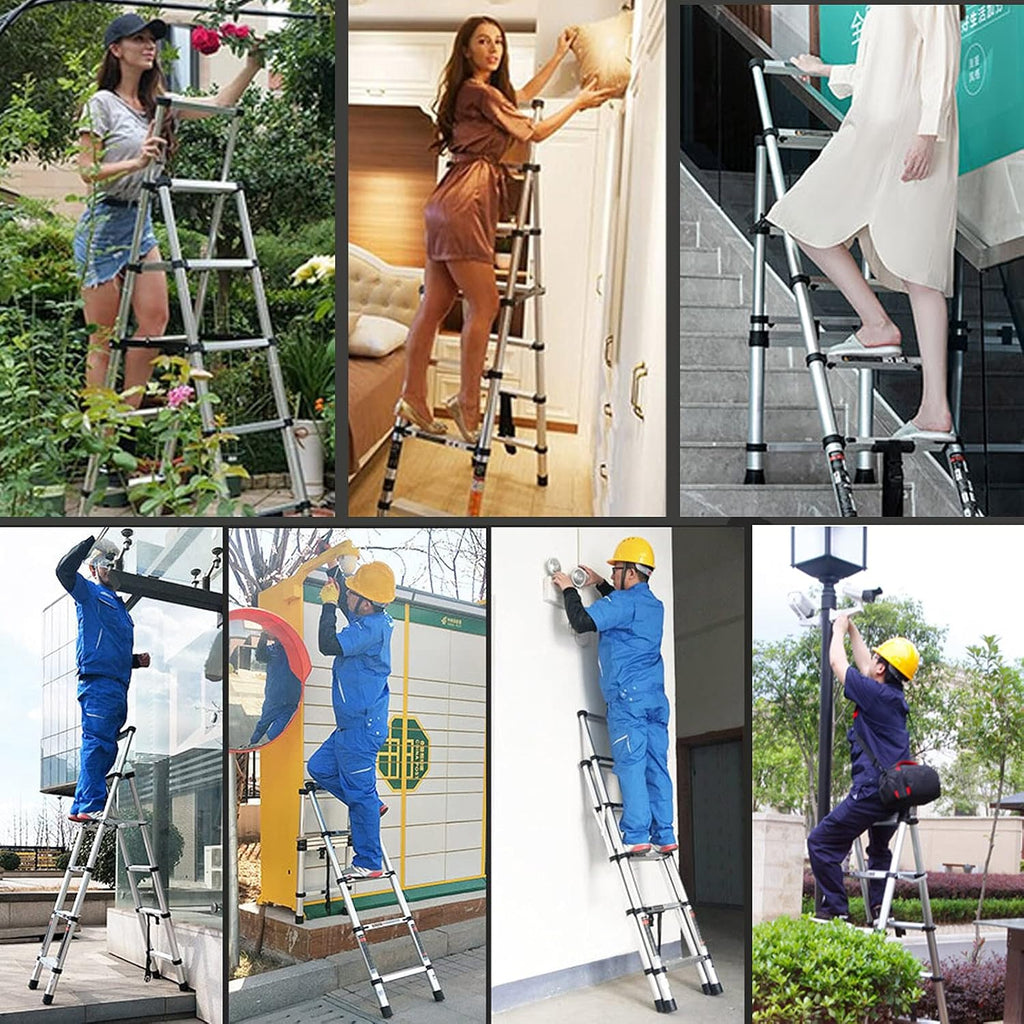 A-Frame Aluminum Telescoping Folding Ladder 330lb Capacity V793340