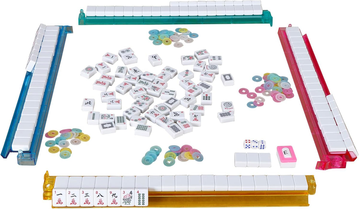 Cream White 166 Tiles Mahjong Set with Carrying Bag U3846