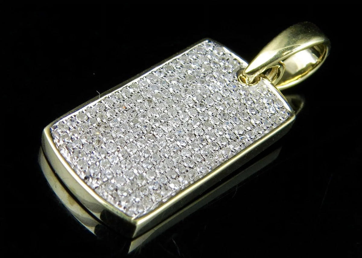 10K Yellow Gold Dogtag Diamond Pendant with 10K Franco Chain T2586