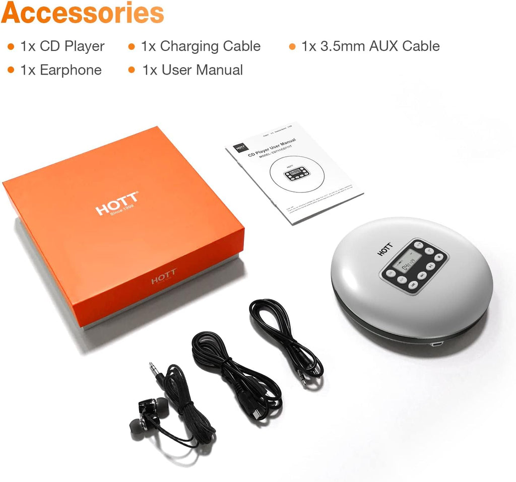 Portable CD Player with Bluetooth and Stereo Headphone W216