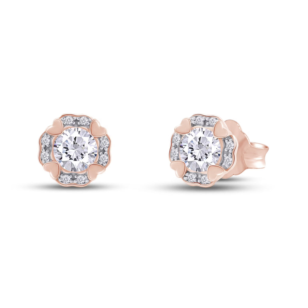 Moissanite Stud Earring 1 Carat 5MM D Color VVS1 Prong Setting 18K Rose Gold Over Sterling Silver Y441332