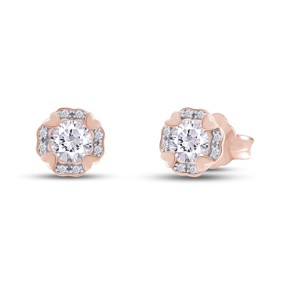 Moissanite Stud Earring 1 Carat 5MM D Color VVS1 Prong Setting 18K Rose Gold Over Sterling Silver Y441332