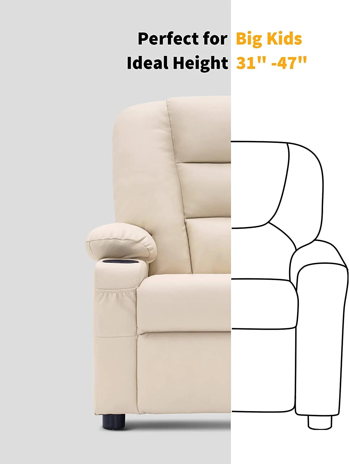 Faux Leather Recliner Chair with Cup Holders K7666