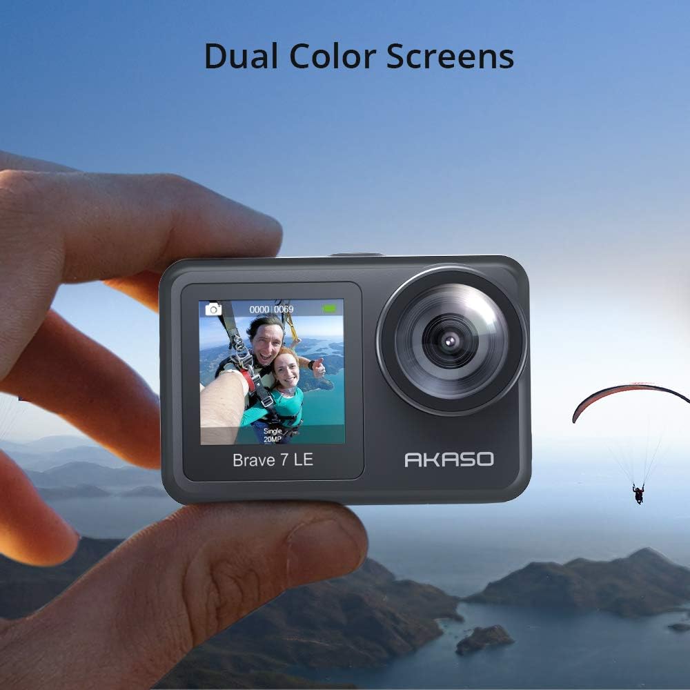 4K30FPS 20MP WiFi Action Camera with Touch Screen EIS 2.0 Remote Control 131 Feet Underwater Camera with 2X 1350mAh Batteries D30723
