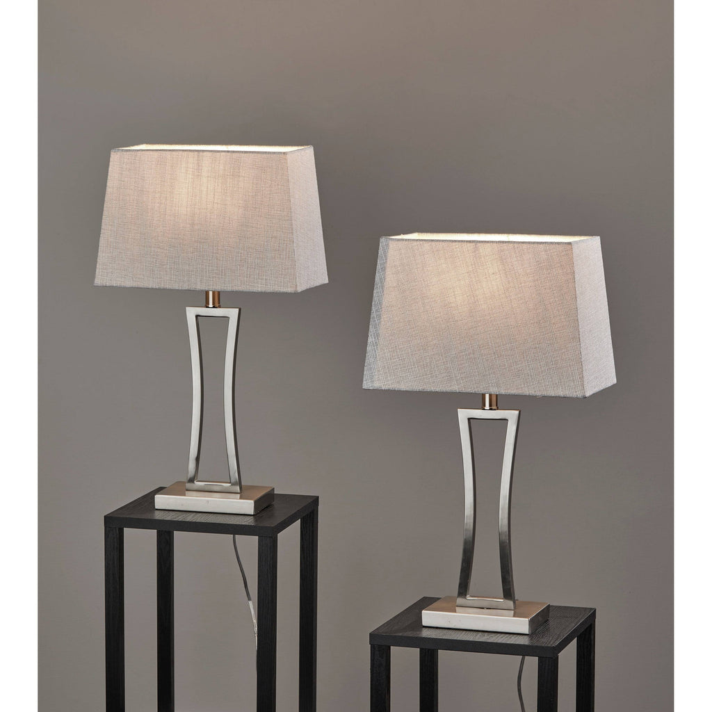 Brushed Steel Table Lamp, 2 Piece D655