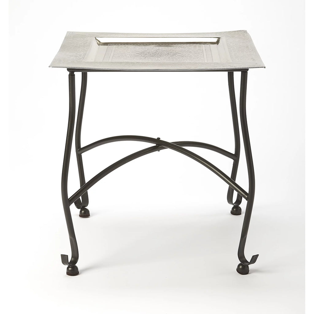 Silver Square Metal Tray Table J73307