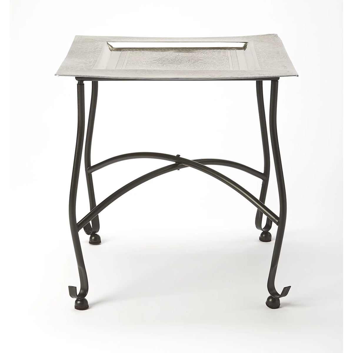 Silver Square Metal Tray Table J73307