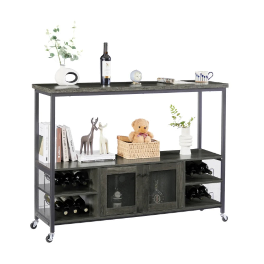 Dark Grey Wine Shelf Table U78473