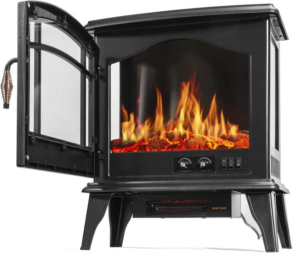 Black Freestanding Electric Fireplace Stove Heater V9319