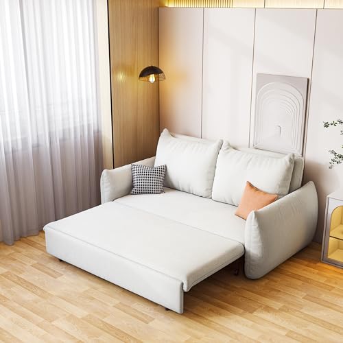 Queen Size Convertible Sleeper Sofa Bed with Storage Chaise, Boucle Fabric C745052