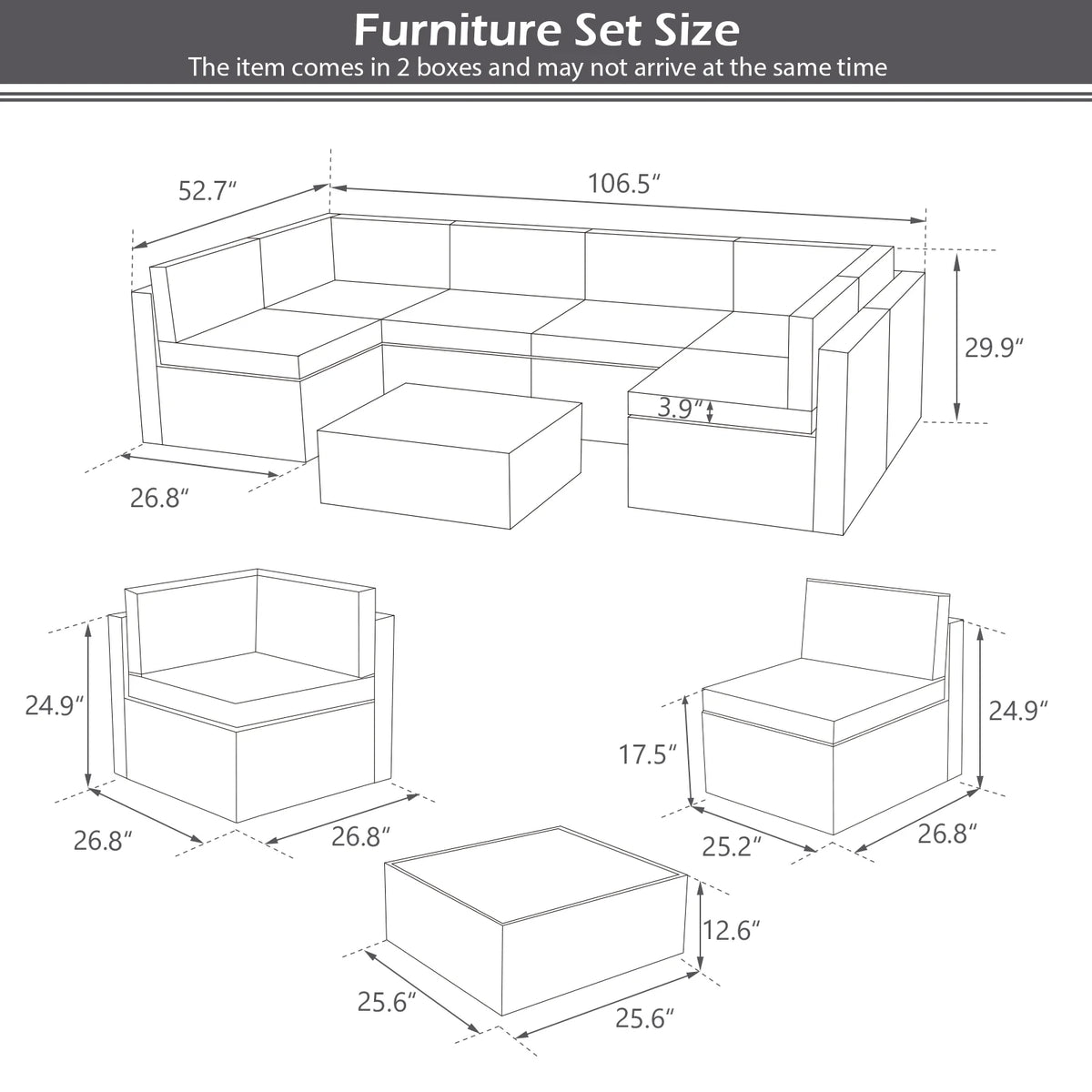 7 Piece Rattan Wicker Sectional Sofa Set with Table M996315