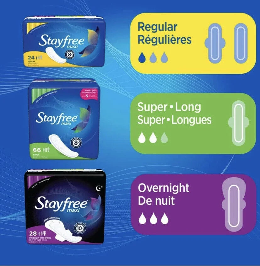 Overnight Maxi Pads With Wings 28 Each (Pack of 3) V4905